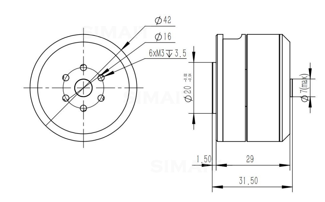 Direct Drive Servo Motor Robotics - Двигатель-редуктор BLDC DAMIAO DM-H3510 24В 0.18Нм